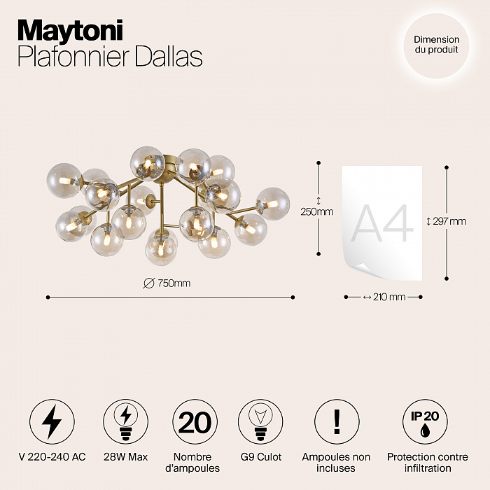 Светильник Maytoni MOD545PL-20G